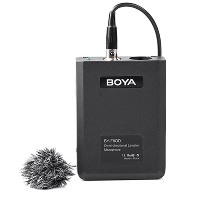 Boya BY-F8OD Omnidirectional lavalier microphone Metal construction AA battery Pop cap