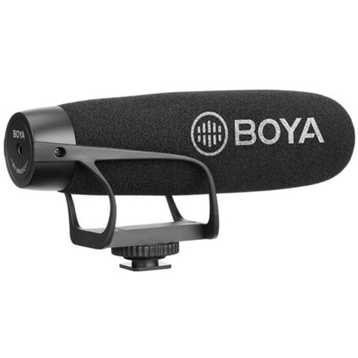 Boya BY-BM2021 supercardioid directional microphone with shock mount for camera and smartphone