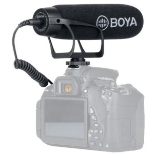 Boya BY-BM2021 supercardioid directional microphone with shock mount for camera and smartphone