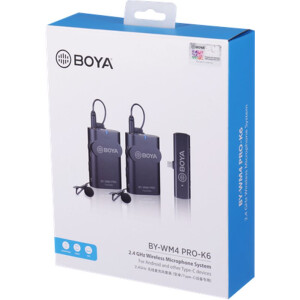 BOYA BY-WM4 Pro-K6 Dual Lavalier Microphone Wireless for Android 2.4 GHz USB-C