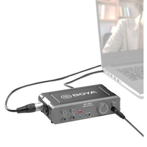 Boya BY-AM1 two-channel audio mixer phantom power USB power supply