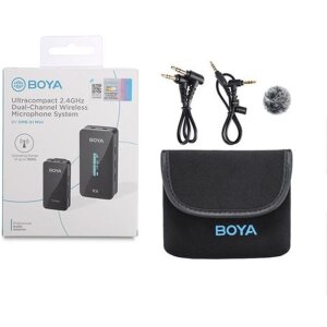 BOYA BY-XM6-S1 Mini Wireless Microphone Set for iPhone iPad 100m range 6h battery