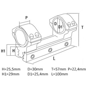 Cone universal mount 30-25.4 mm ring adapter scope mount