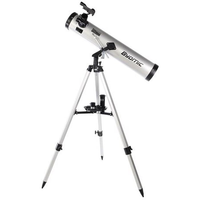 Byomic entry-level reflector telescope 76-700 silver with case