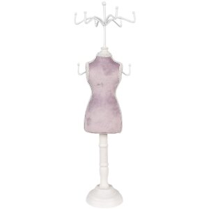 Clayre & Eef 65312 Jewellery stand 12x12x39 cm Purple White