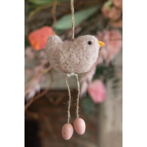 Clayre & Eef 65345 Decoration Pendant Bird 10x3x14 cm Pink