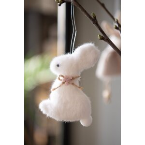 Clayre & Eef Pendant Jewellery Rabbit White 7x3x10 cm