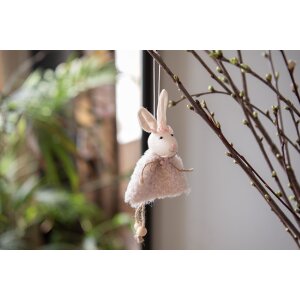 Clayre & Eef 65352 Decorative pendant rabbit 8x3x16 cm Pink