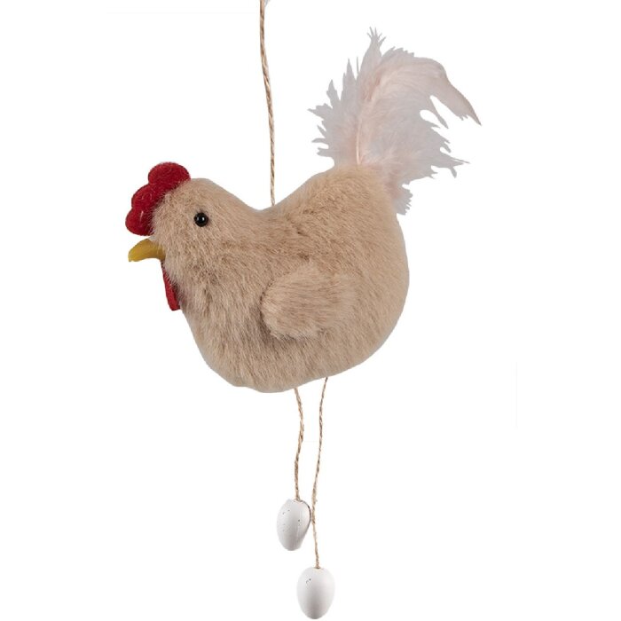 Clayre & Eef 65358 Decorative pendant chicken 10x3x18 cm Brown