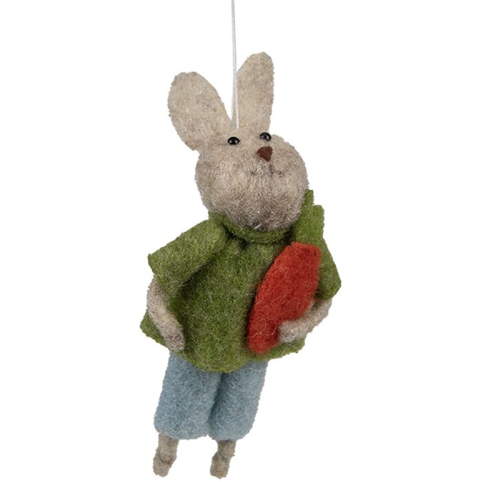 Clayre & Eef 65361 Decorative pendant rabbit 5x2x11 cm Green