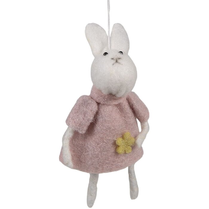 Clayre & Eef 65362 Decorative pendant rabbit 6x3x13 cm Pink