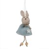 Clayre & Eef 65364 Decoration Pendant Rabbit 6x3x13 cm Blue