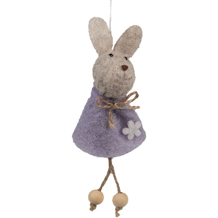 Clayre & Eef 65366 Decorative pendant rabbit 6x3x13 cm Purple