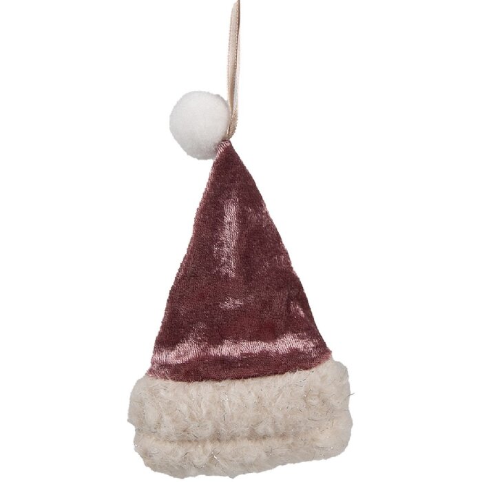 Clayre & Eef 65367 Decorative pendant Christmas hat 8x1x13 cm Pink