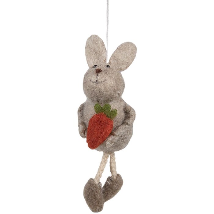 Clayre & Eef 65370 Decorative pendant rabbit 4x3x13 cm Beige