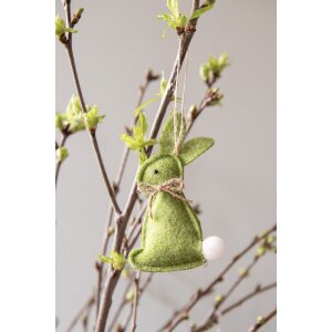 Clayre & Eef 65375 Decorative pendant rabbit 6x1x10 cm Green