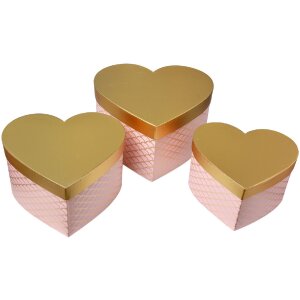 Clayre & Eef 65460 Storage Boxes Heart 3 Pieces Pink...