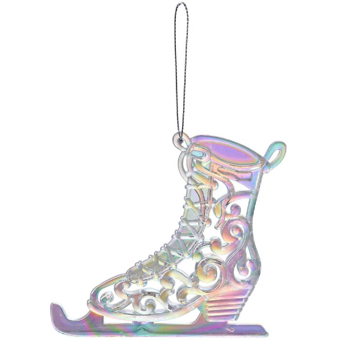 Clayre & Eef 65606 Decoration Pendant Ice Skate 12x1x12 cm Silver coloured