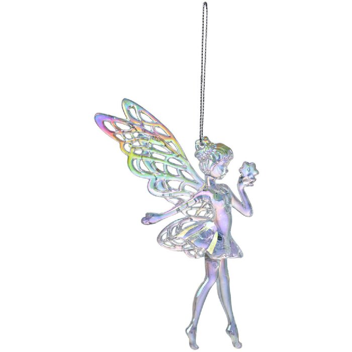 Clayre & Eef 65607 Pendant Fairy Decoration 9x1x15 cm Silver coloured