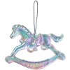 Clayre & Eef 65608 Rocking horse decorative hanger 8x1x6 cm in silver colour