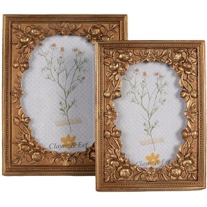 Clayre & Eef 2F1040 Photo frame 14x2x19 cm / 10x15 cm Gold coloured