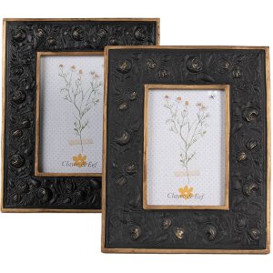 Clayre & Eef 2F1065 Photo Frame 20x2x25 cm / 10x15 cm Black Gold Coloured