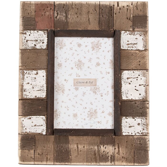 Clayre & Eef 2F1093 Photo Frame 20x2x25 cm / 10x15 cm Brown White