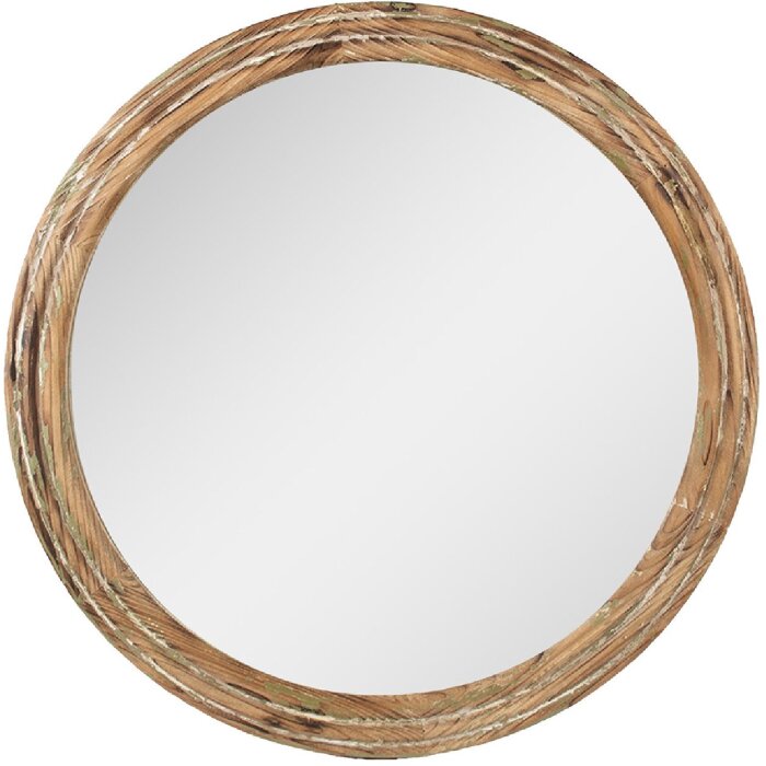 Clayre & Eef 52S305 Round Wall Mirror Brown Green Ø 60x6 cm