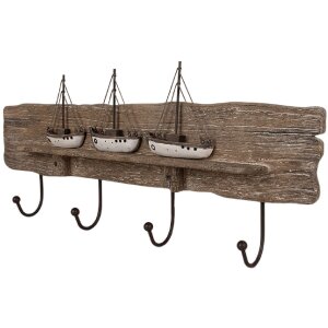 Clayre & Eef 5H0684 Wall coat rack brown 63x8x27 cm...