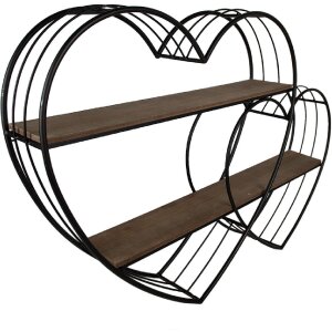 Clayre & Eef 5Y1166 Wall shelf heart 93x15x65 cm...