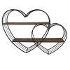 Clayre & Eef 5Y1166 Wall shelf heart 93x15x65 cm black brown