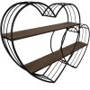 Clayre & Eef 5Y1166 Wall shelf heart 93x15x65 cm black brown