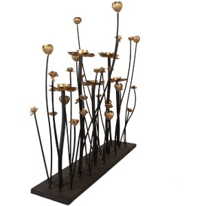 Clayre & Eef 5Y1188 Candle Holder Flowers Black Gold...