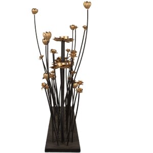 Clayre & Eef 5Y1188 Candle Holder Flowers Black Gold 69x15x66 cm