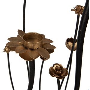 Clayre & Eef 5Y1188 Candle Holder Flowers Black Gold 69x15x66 cm