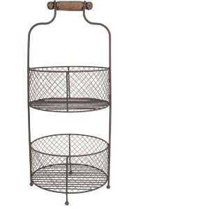 Clayre & Eef 5Y1191 Iron shelf with baskets Ø...