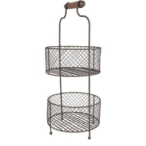 Clayre & Eef 5Y1191 Iron shelf with baskets Ø...