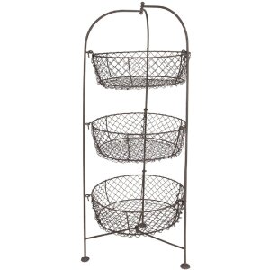 Clayre & Eef 5Y1193 Iron Shelf with Baskets Brown...