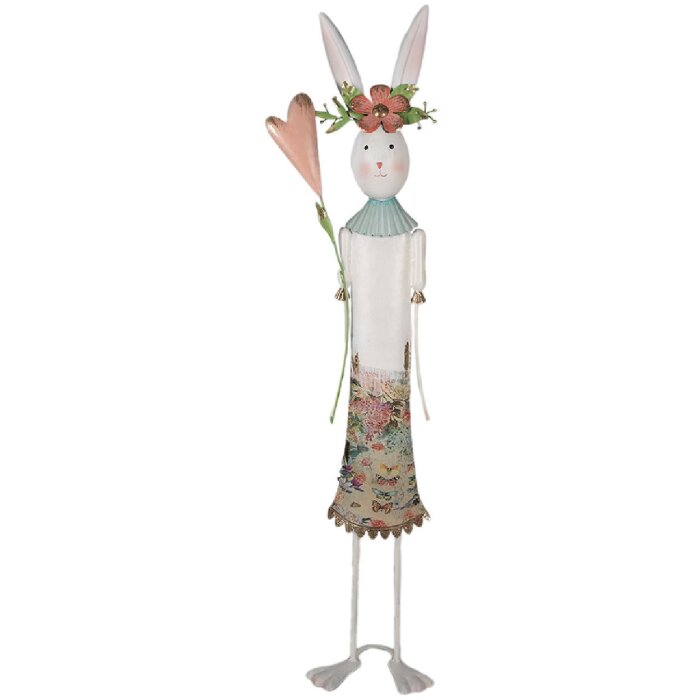 Clayre & Eef 5Y1217 Decoration Rabbit White Pink 22x12x88 cm