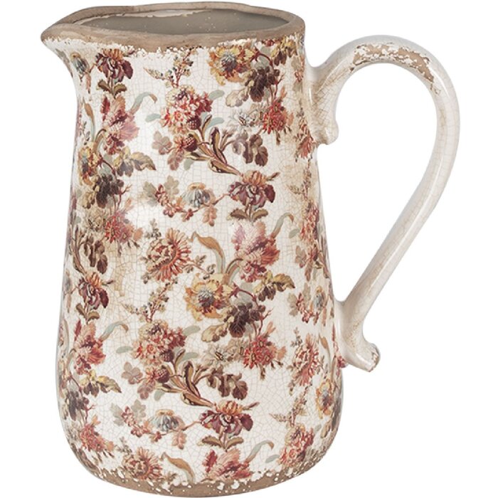 Clayre & Eef 6CE1651L Decoration Jug 21x15x23 cm Beige Pink