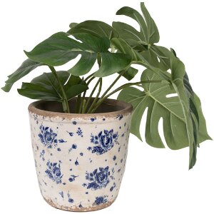 Clayre & Eef 6CE1658M Decoration Flowerpot Ø 15x14 cm Beige Blue