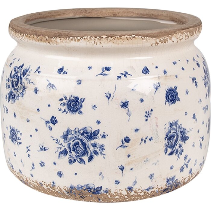 Clayre & Eef 6CE1659L Decoration Flowerpot Ø 20x15 cm Beige Blue