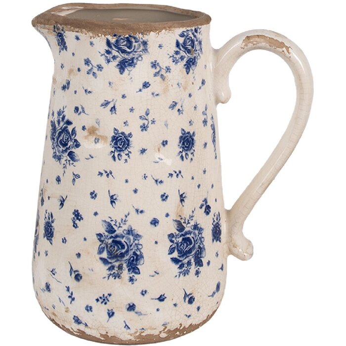 Clayre & Eef 6CE1660L Decoration Jug 21x15x23 cm Beige Blue