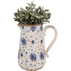 Clayre & Eef 6CE1660L Decoration Jug 21x15x23 cm Beige Blue