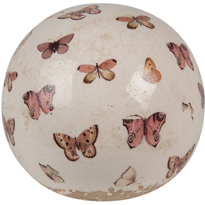 Clayre & Eef 6CE1666L Decoration Ball Ø 12x12 cm Beige Pink