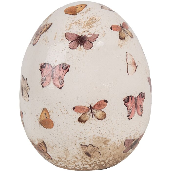 Clayre & Eef 6CE1667M Decoration Egg Ø 10x12 cm Beige Pink