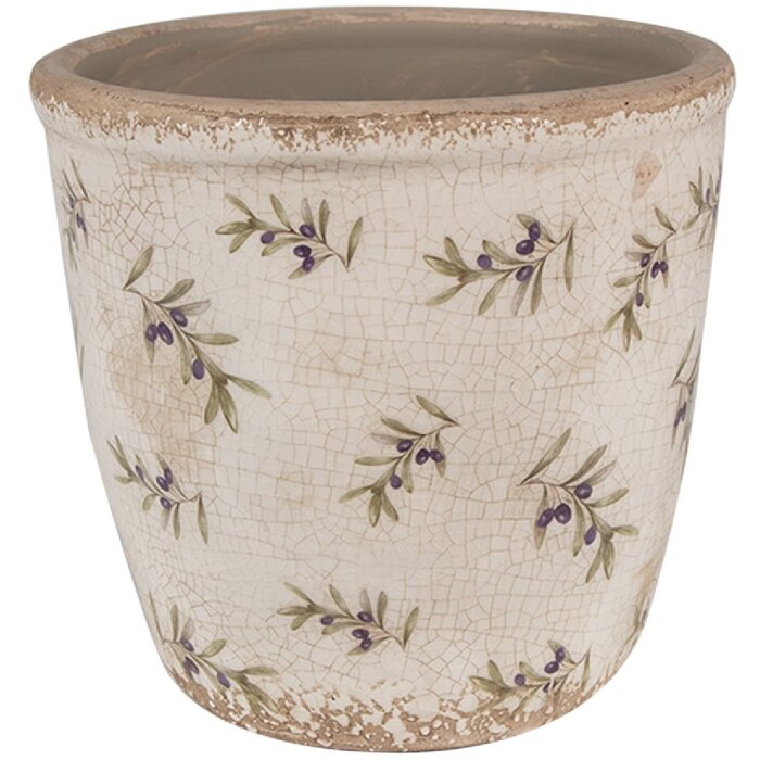 Clayre & Eef 6CE1669M Decoration Flowerpot Ø 14x13 cm Beige Blue