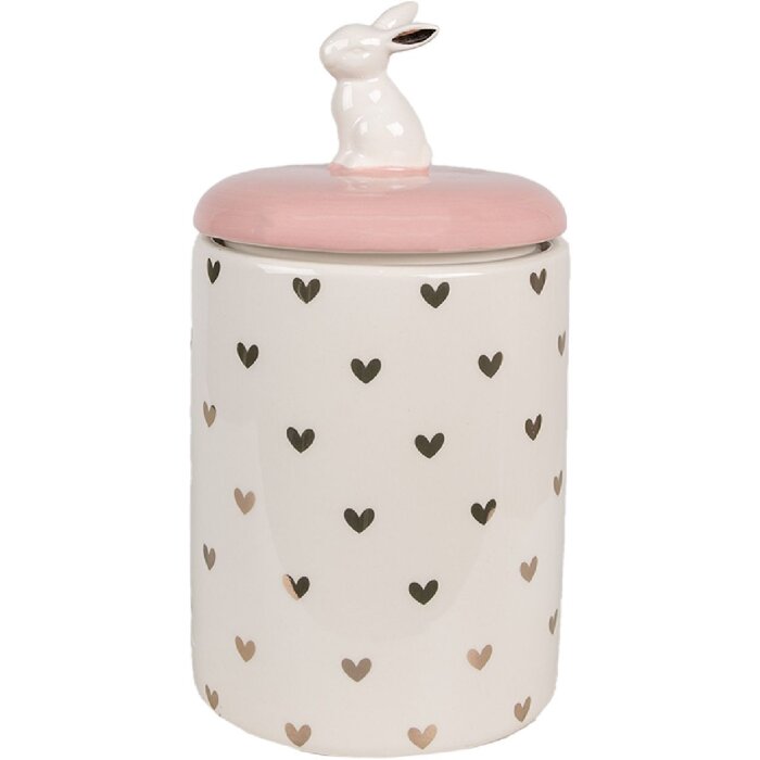 Clayre & Eef 6CE1680 Storage Pot Ø 12x23 cm Pink White