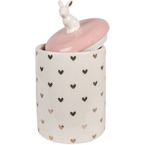 Clayre & Eef 6CE1680 Storage Pot Ø 12x23 cm Pink White