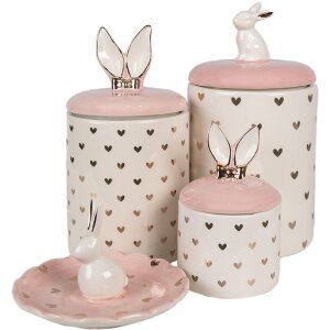 Clayre & Eef 6CE1680 Storage Pot Ø 12x23 cm Pink White